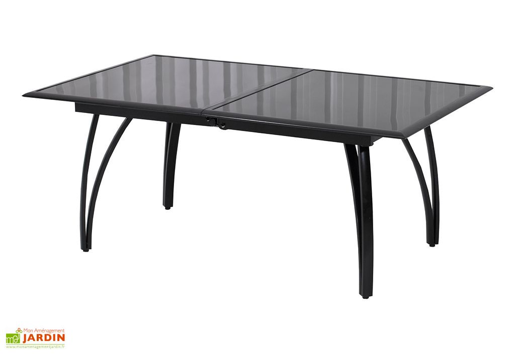 Salon De Jardin Noir En Verre Table 240 Cm 6 Chaises Dcb Garden