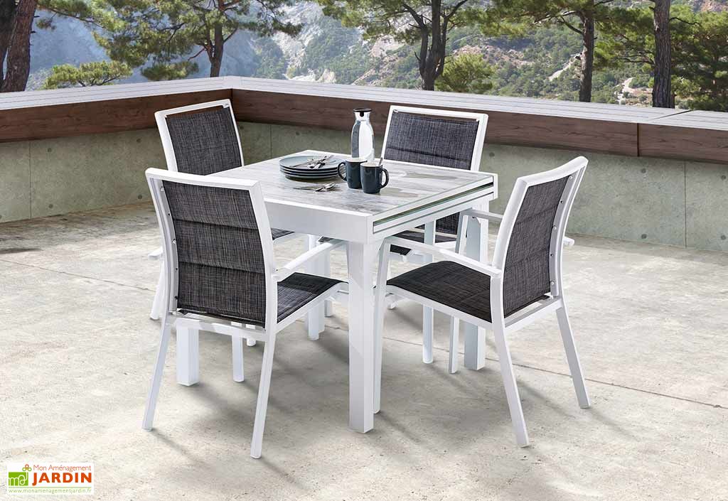Salon De Jardin Aluminium Table Extensible 90 180 Cm 4