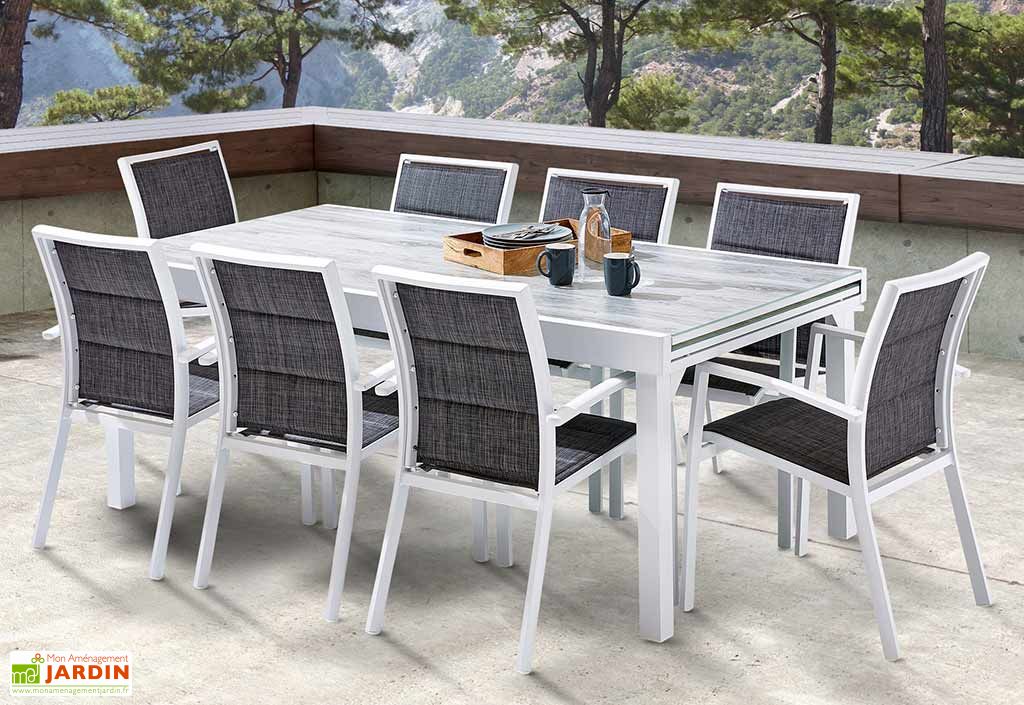 Salon de Jardin Aluminium : Table Extensible 200/320 cm ...