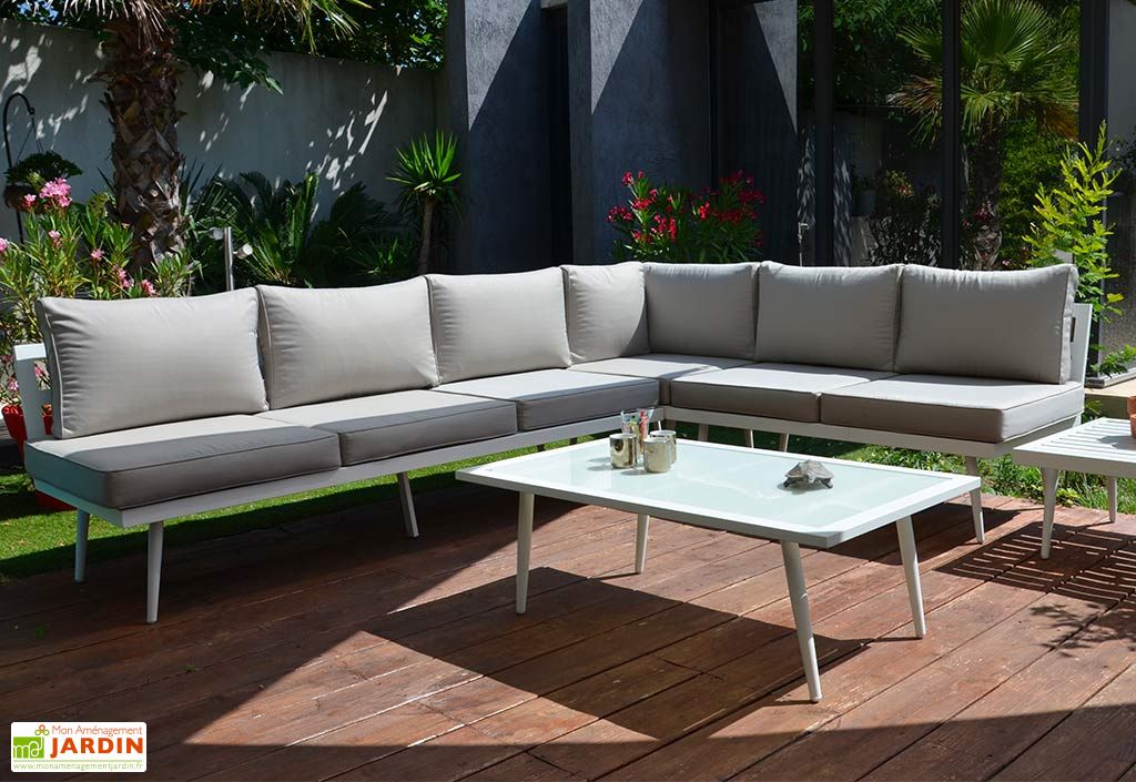 Salon De Jardin Bas D Angle En Aluminium Blanc 5 Places Boheme Givex