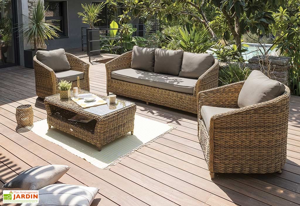 Salon De Jardin Havana En Aluminium Et Resine Tressee Marron