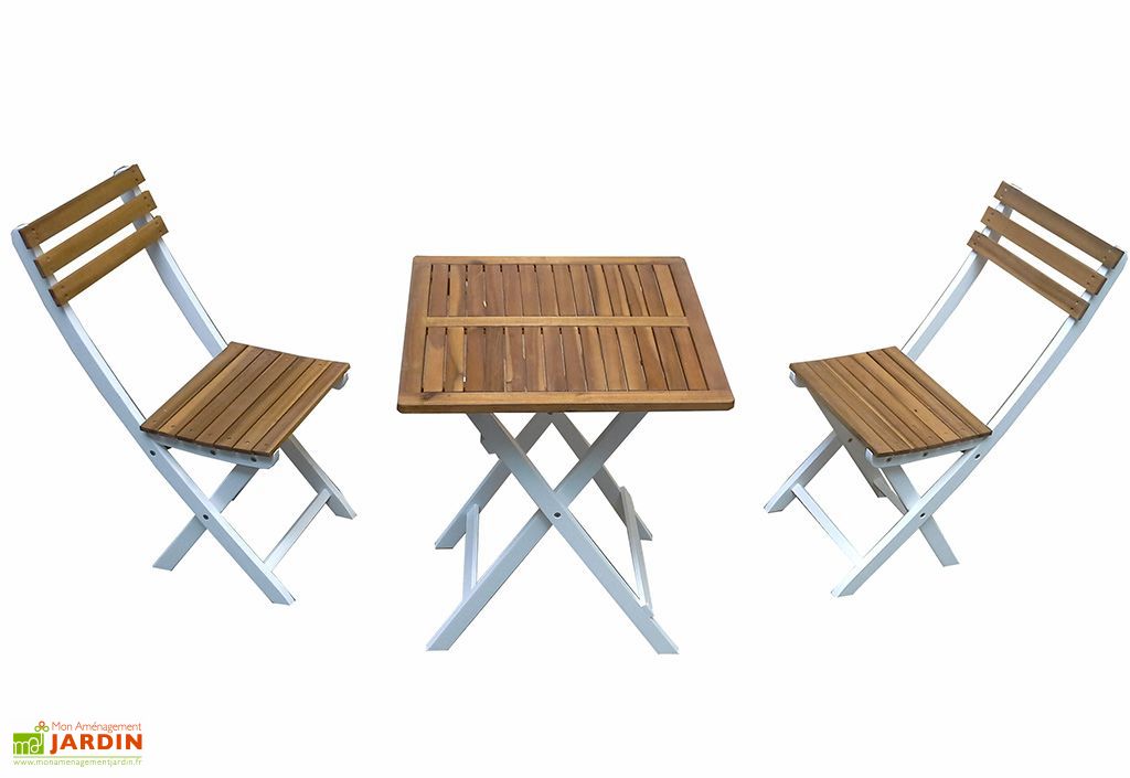 Salon de Jardin Pliant Balcon Bois Peschiera Table + Chaises - Givex Salon de Jardin Pliant Balcon Bois Peschiera Table + Chaises - Givex