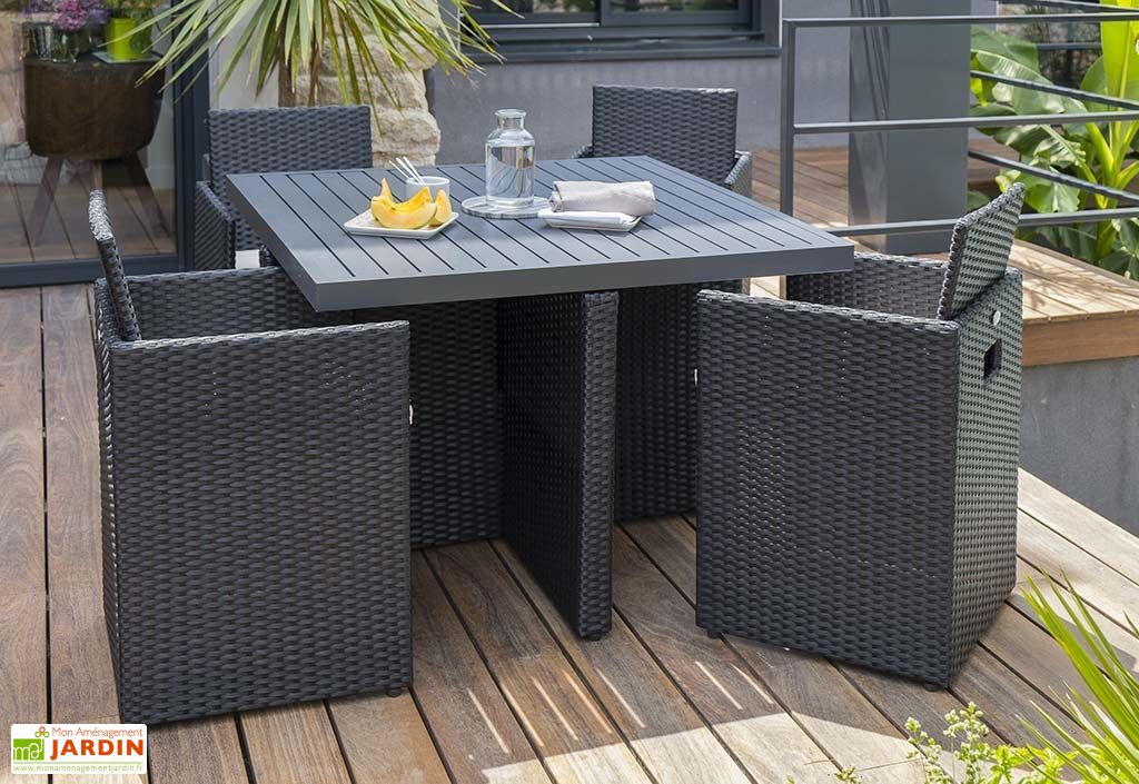 Salon De Jardin Encastrable 1 Table 4 Fauteuils Dcb Garden