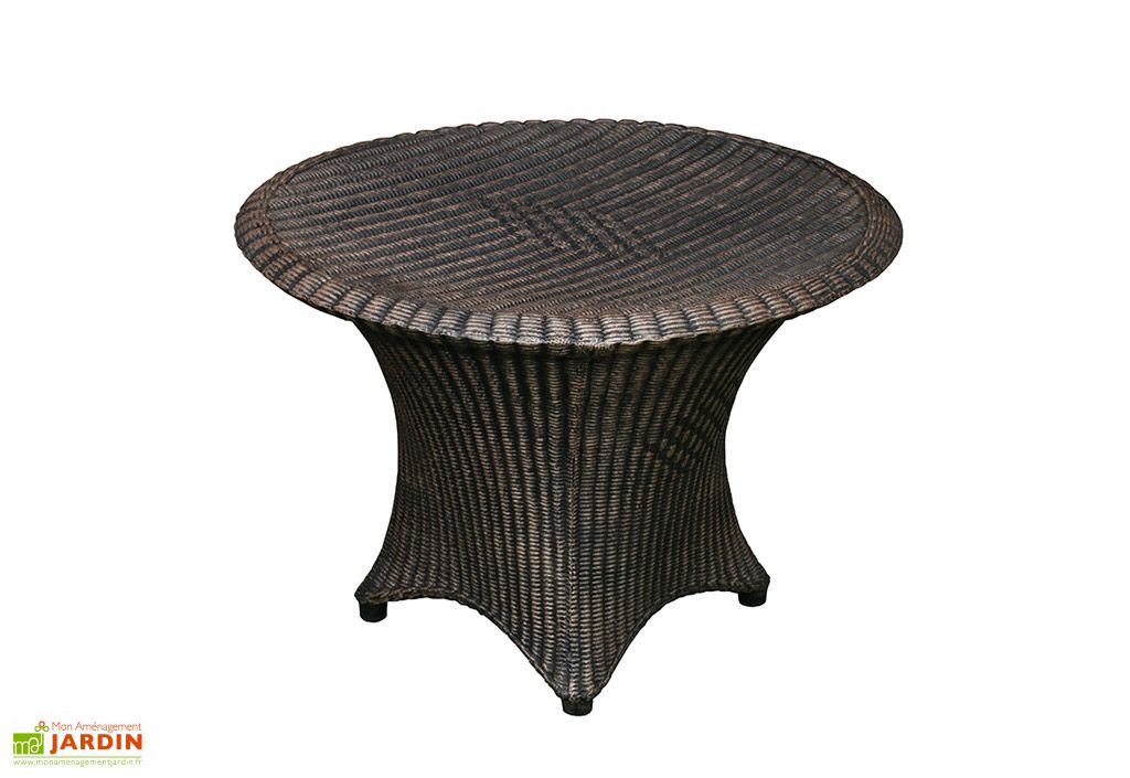 Salon De Jardin En Resine Tressee Marron 1 Table Basse 4
