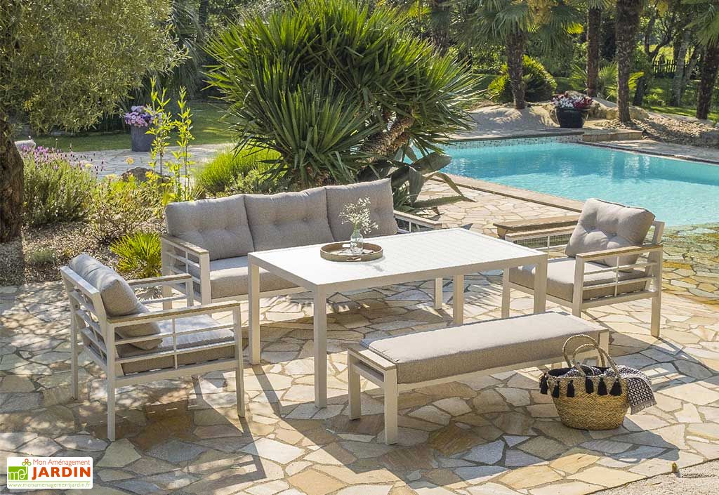 Salon De Jardin Haut 7 Places En Aluminium Cayenne Blanc Dcb Garden