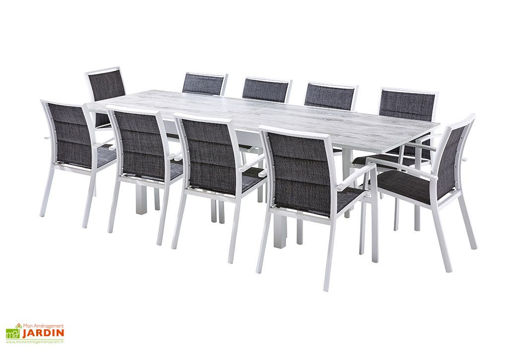 Salon De Jardin En Composite Avec Rallonge Salon De Jardin Aluminium Table Extensible 135 270 Cm Fauteuils Wilsa