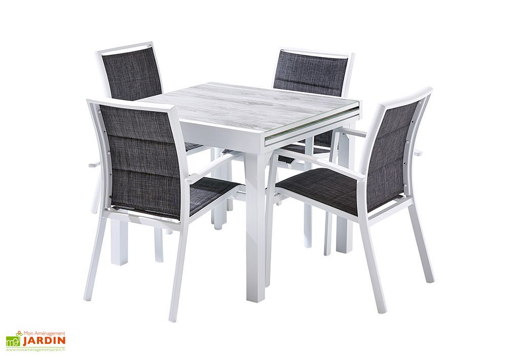 Salon De Jardin Aluminium Table Extensible 90 180 Cm 4