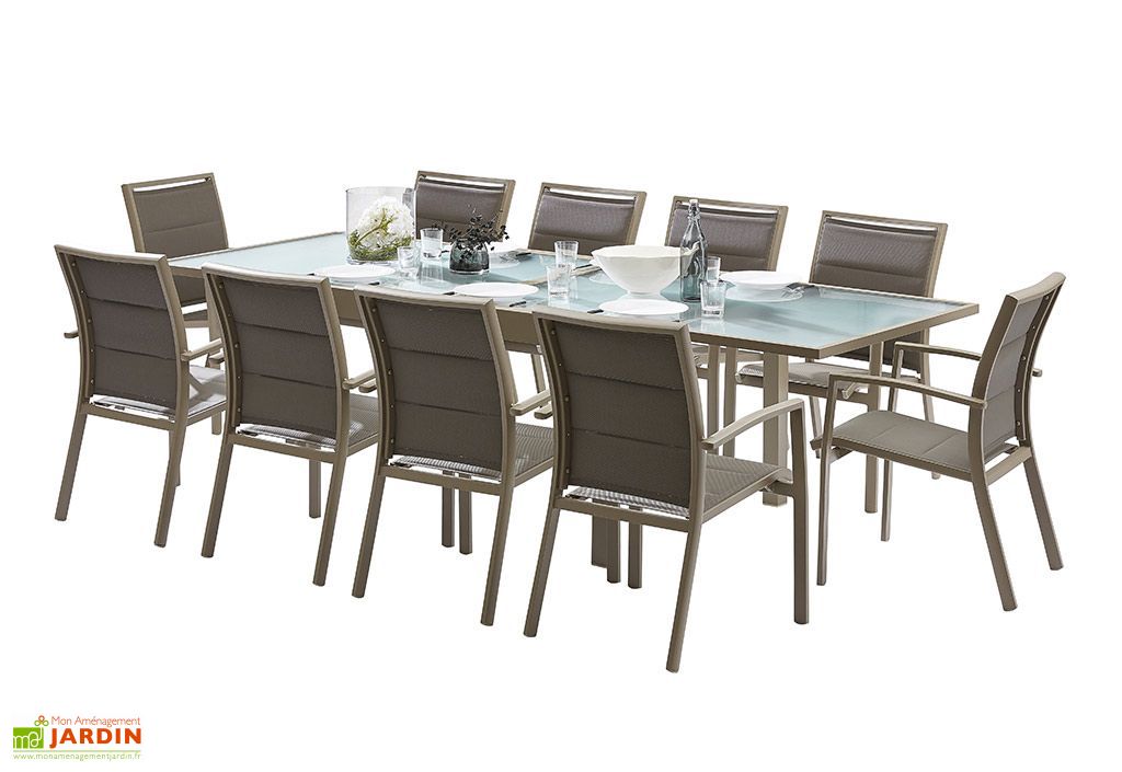 Salon De Jardin Modulo Table Extensible 10 Fauteuils Wilsa