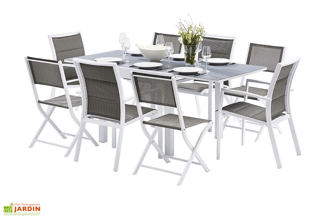 Salon De Jardin Modulo Table Extensible 4 Fauteuils 4