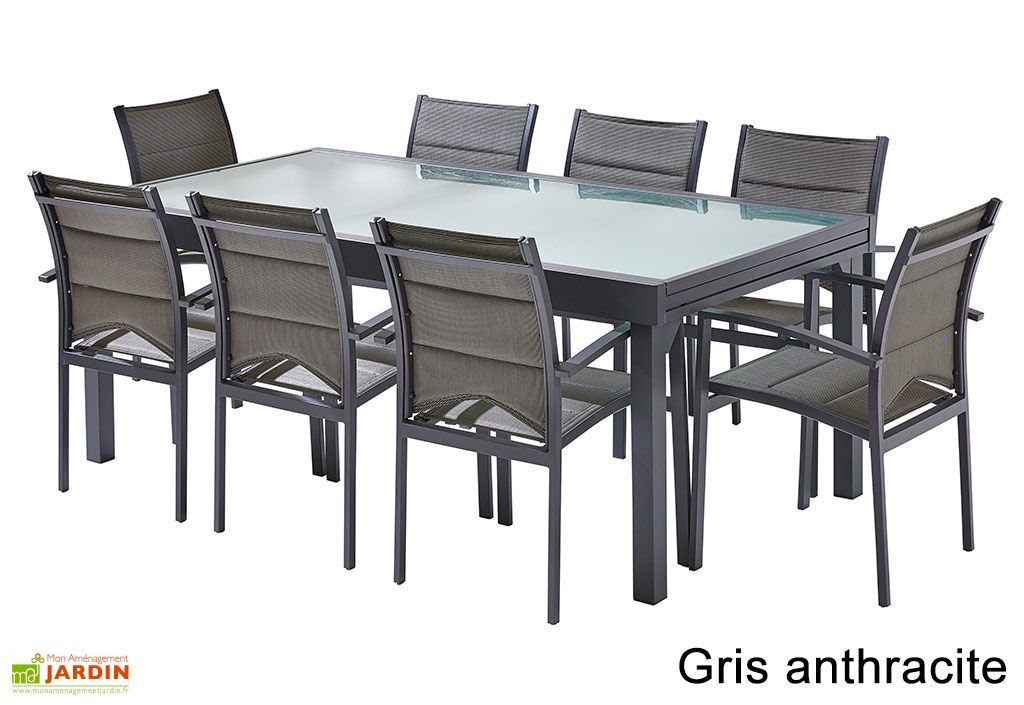 Salon De Jardin Modulo Table Extensible 8 Fauteuils Wilsa