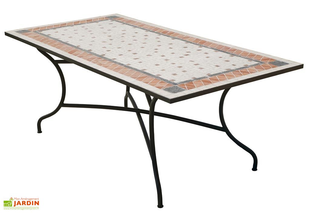 Salon De Jardin Acier Mosaique 8 Fauteuils 200 X 100 Cm Hevea