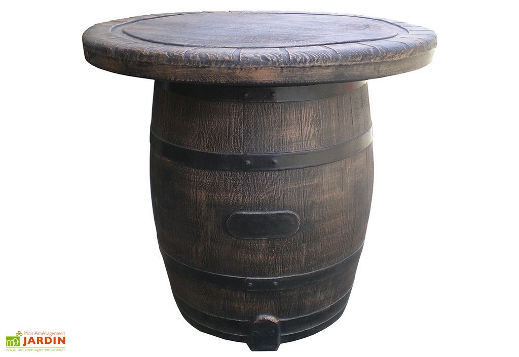 Salon De Jardin Imitation Tonneaux En Bois 1 Table 4 Fauteuils