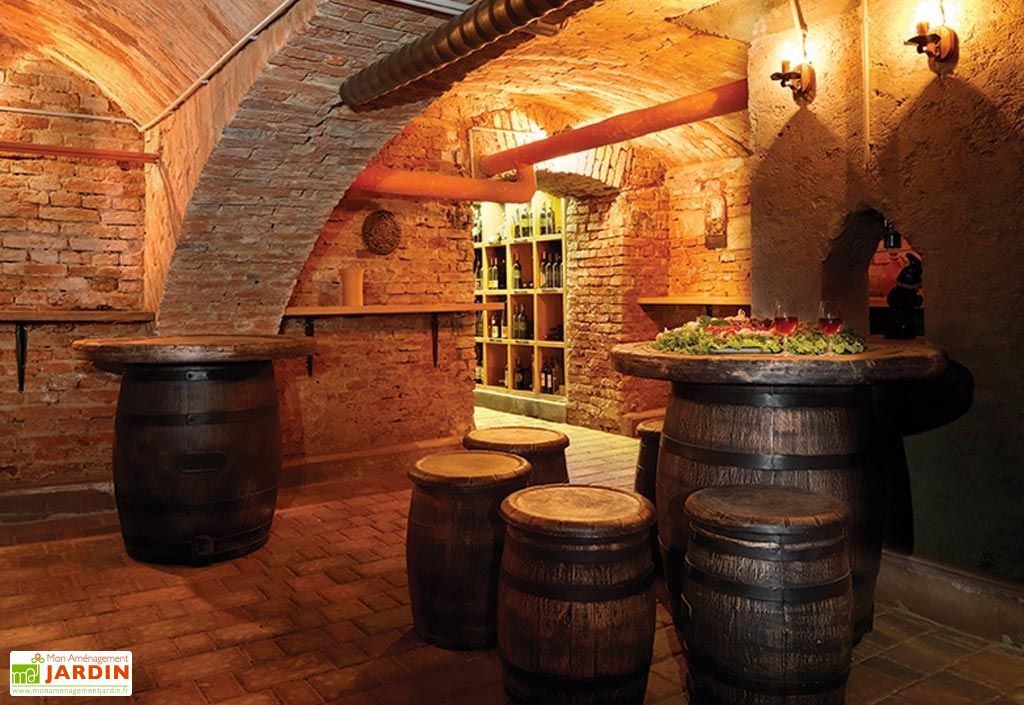 table de jardin imitation tonneau en bois 100 x 90 cm roto