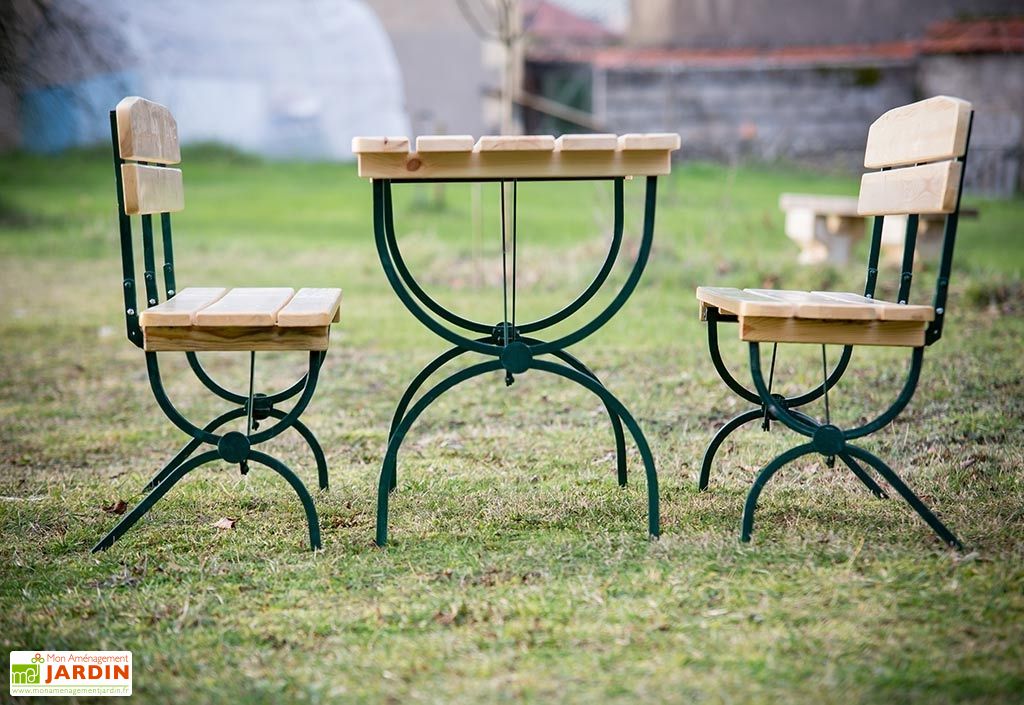 Salon De Jardin Pliable En Bois 6 Personnes 180cm Forte Habrita