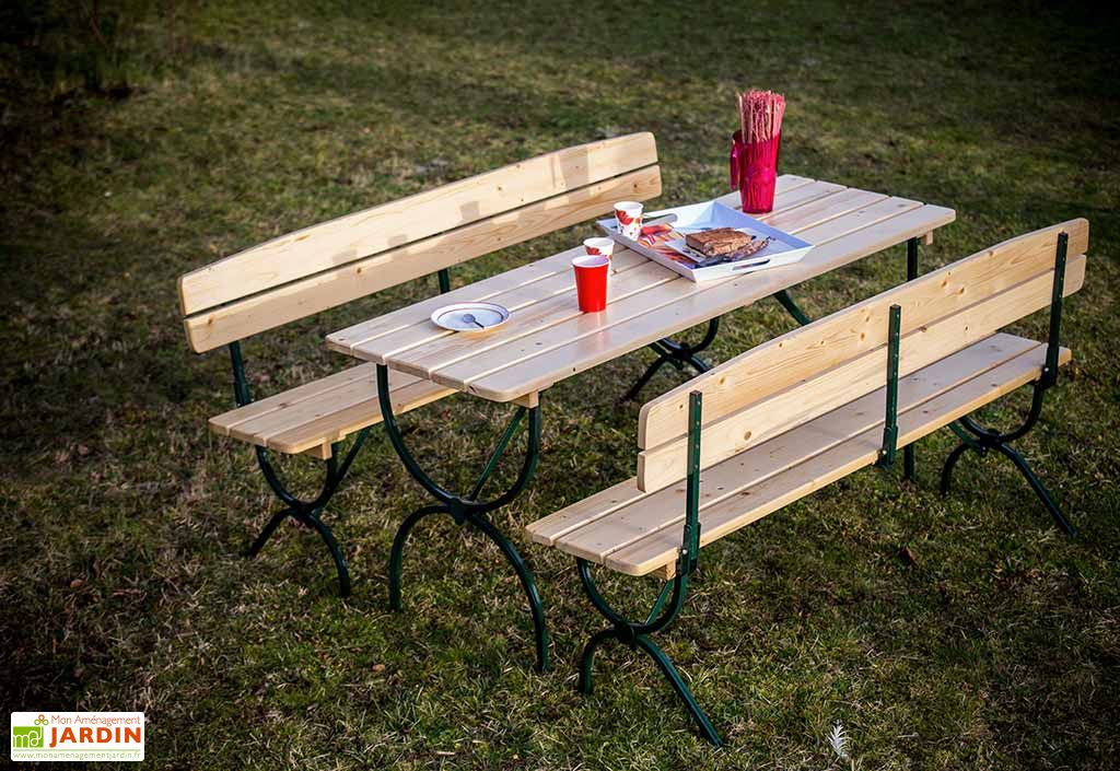 Salon De Jardin Pliable En Bois 6 Personnes 180cm Forte Habrita
