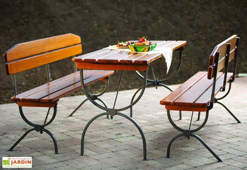 Salon De Jardin Pliable En Bois 6 Personnes 180cm Forte Habrita