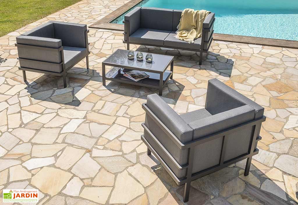 Salon De Jardin Aluminium Gris Anthracite Propriano Dcb Garden
