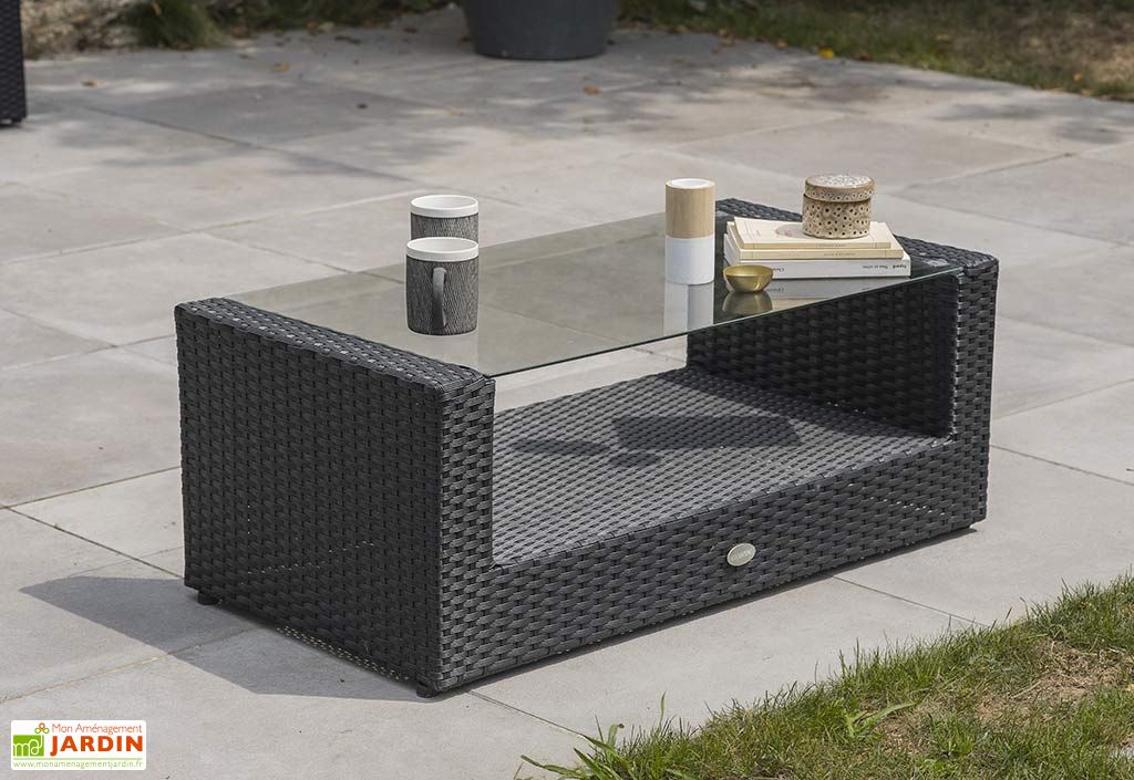 Salon De Jardin En Resine Tressee 1 Canape 2 Fts 1 Table