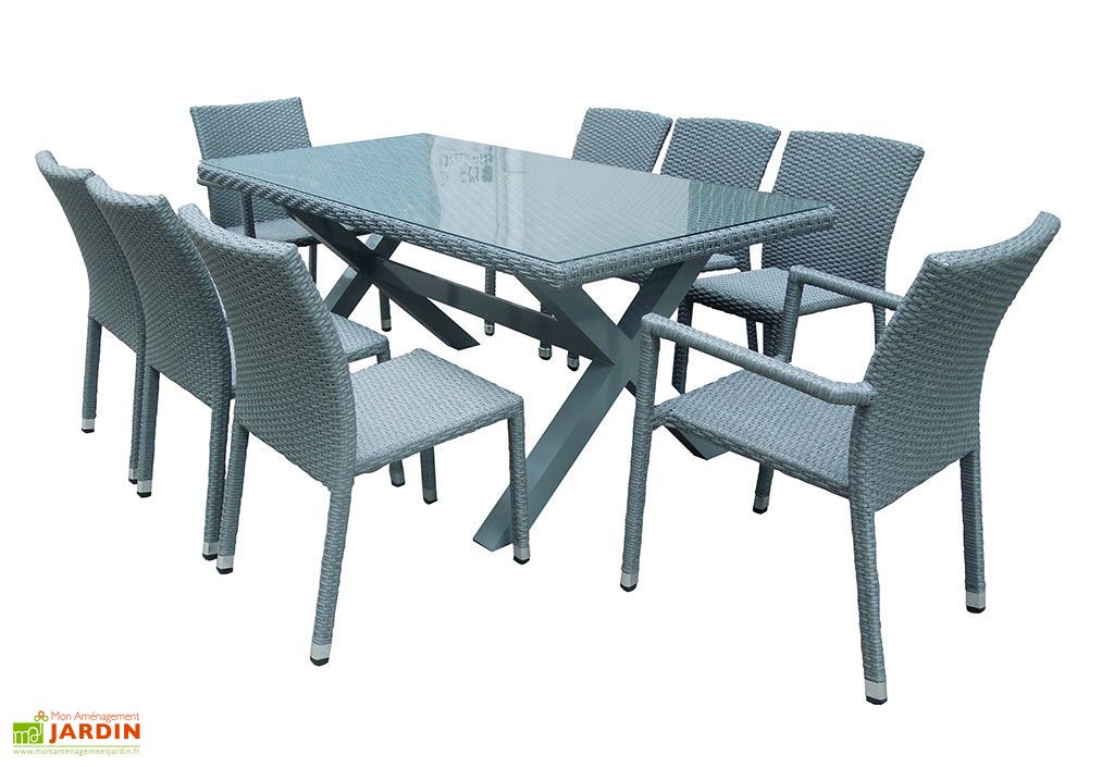 Salon De Jardin Resine Tressee 1 Table 2 Fauteuils 6 Chaises
