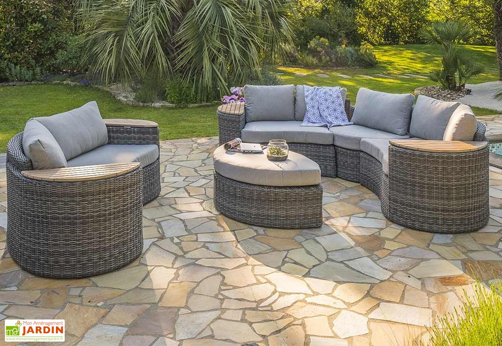 Salon De Jardin Rond En Aluminium Et Resine Tressee 8 Places