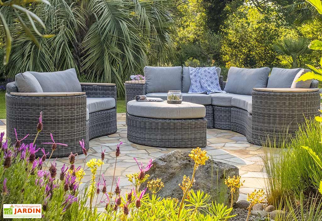 Salon De Jardin Rond En Aluminium Et Resine Tressee 8 Places Noumea Dcb Garden