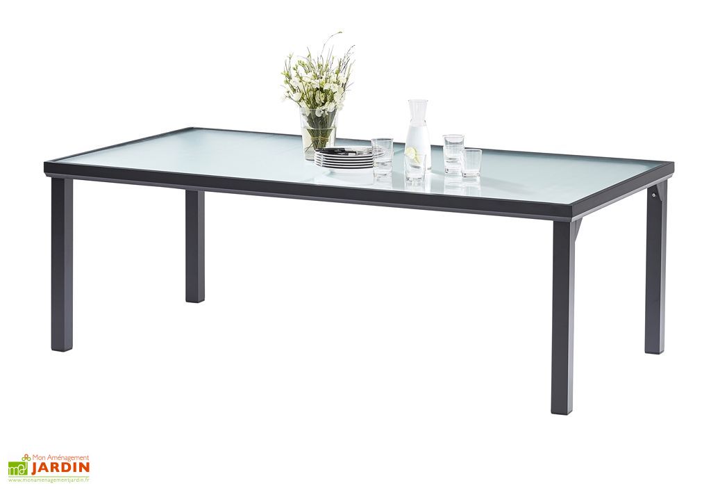 Table De Jardin En Aluminium Avec Plateau En Verre Trempe Blacksun