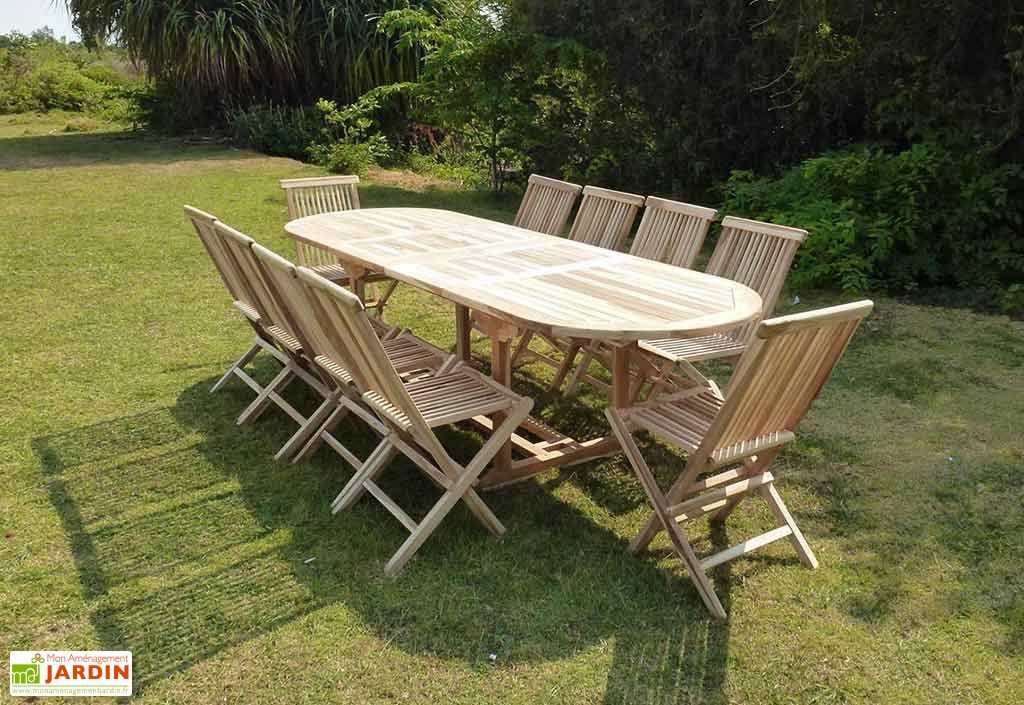 Salon De Jardin Bois Teck Table Extensible Ovale 280 Cm 10