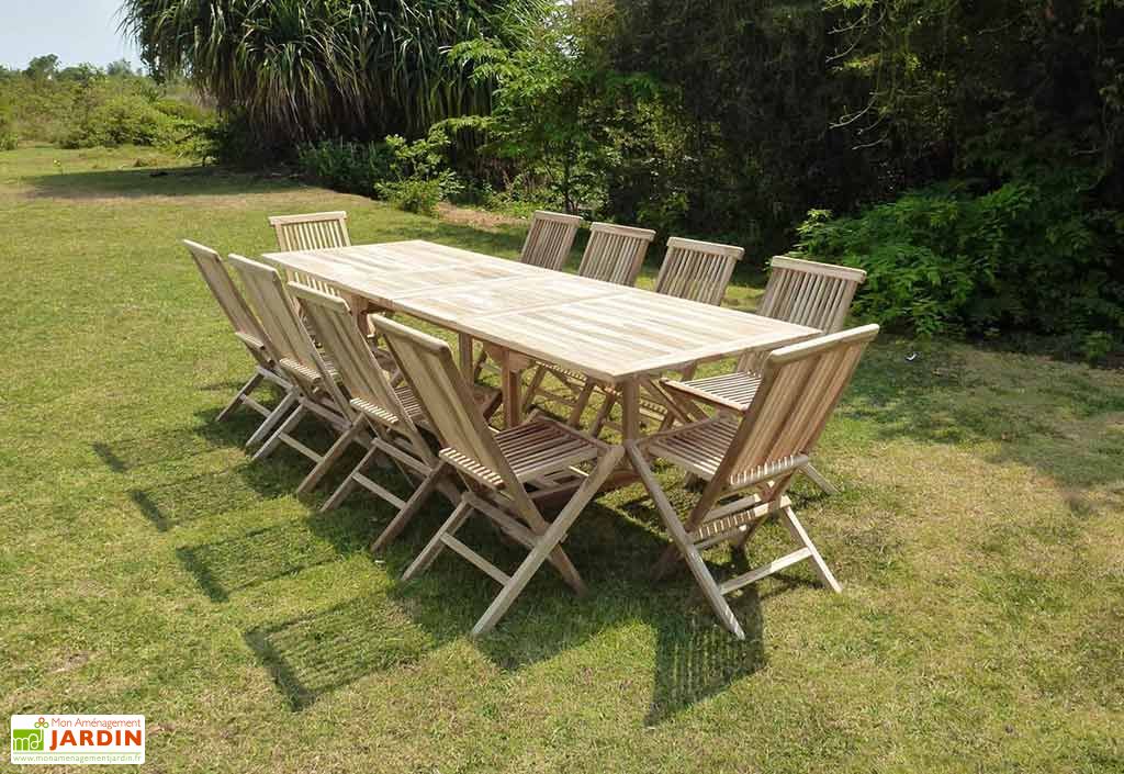 Salon De Jardin Bois Teck Table Extensible Rectangulaire 280 Cm