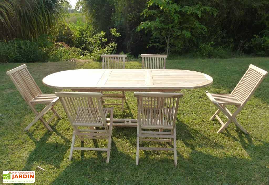 Salon De Jardin Bois Teck Table Extensible Ovale 230 Cm 6