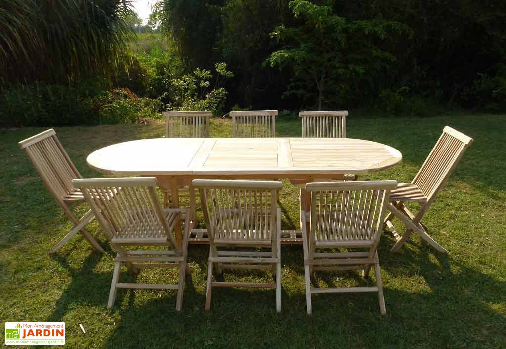 Salon De Jardin Bois Teck Table Extensible Ovale 230 Cm 8