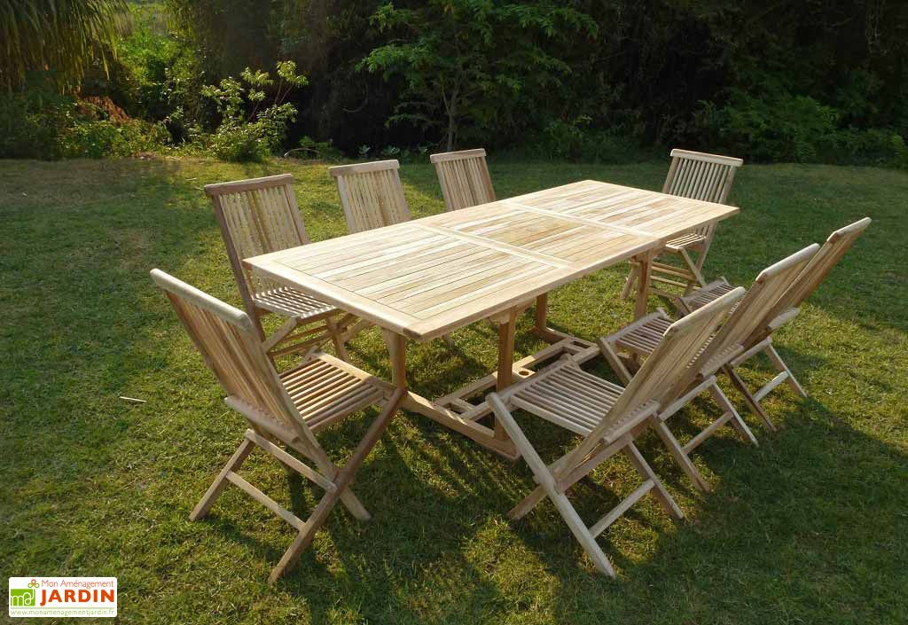 Salon De Jardin Bois Teck Table Extensible Rectangulaire 230 Cm