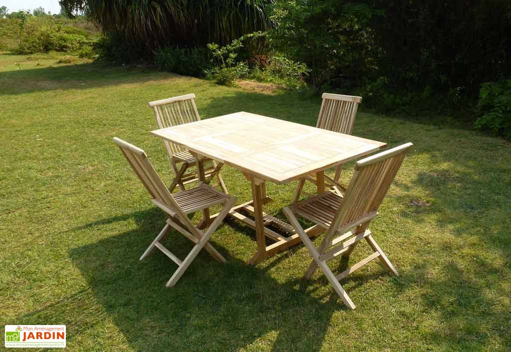 Salon De Jardin Bois Teck Table Extensible Rectangulaire 170 Cm