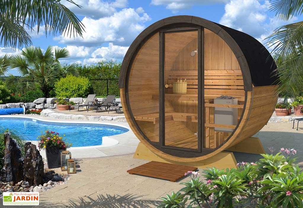Sauna Tonneau Prix Sauna Exterieur Tonneau En Bois Et Verre 2 3 Personnes 200 Cm