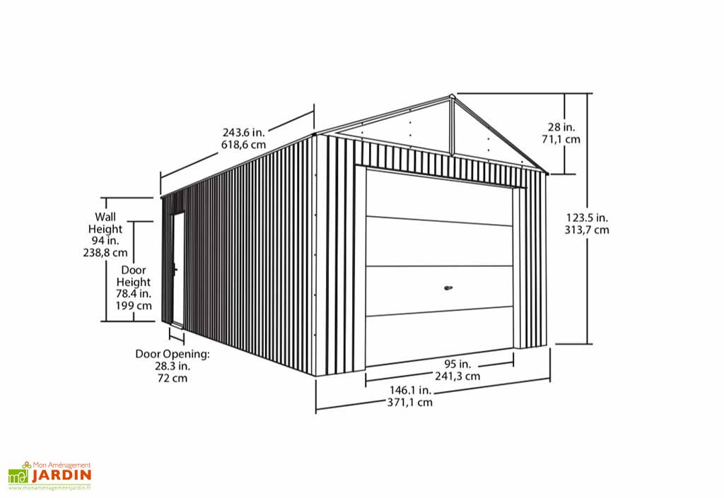 Garage en métal 1 voiture Everest anthracite 21,7 m²