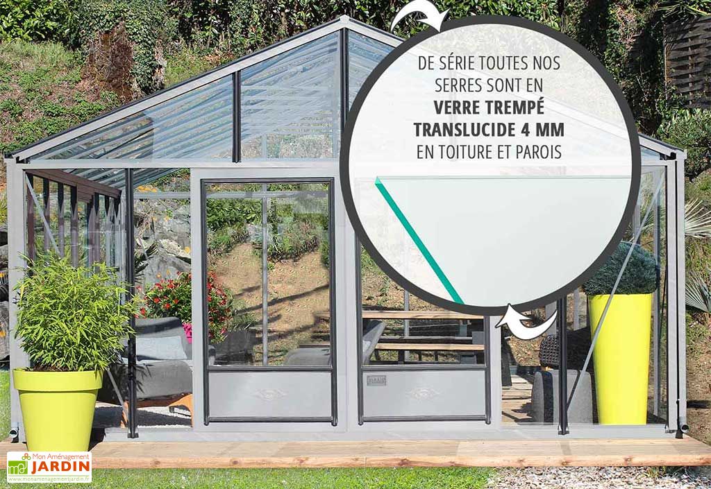 serre de jardin en aluminium et verre trempe supra 27 8 m lams