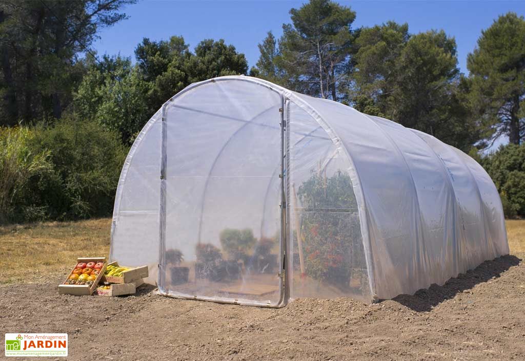serre de jardin tunnel richel 3x6 pied droit 2x180µ 2 portes richel