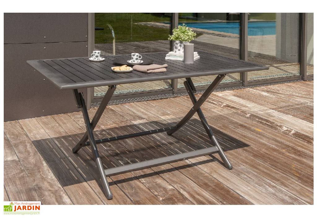 Salon de Jardin Miami Pliant en Aluminium Table 140 cm + 4 Chaises ... Salon de Jardin Miami Pliant en Aluminium Table 140 cm + 4 Chaises ...
