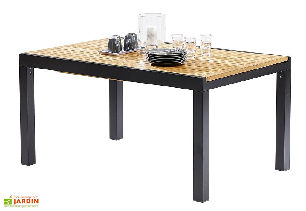 Salon De Jardin Bali Aluminium Et Teck Table Extensible 6