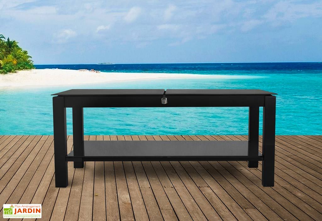 Table Basse de Jardin Papillon Aluminium Noir Elytre 120x70cm DCB Garden