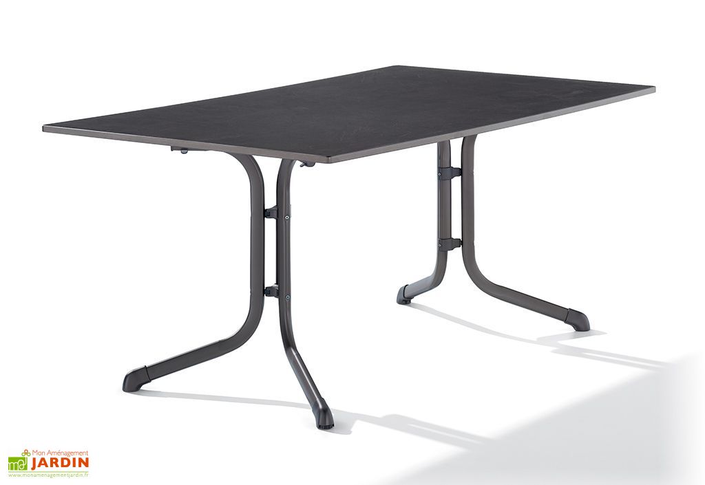 Table De Jardin Pliante En Puroplan Anthracite Pieds Gris Fonce