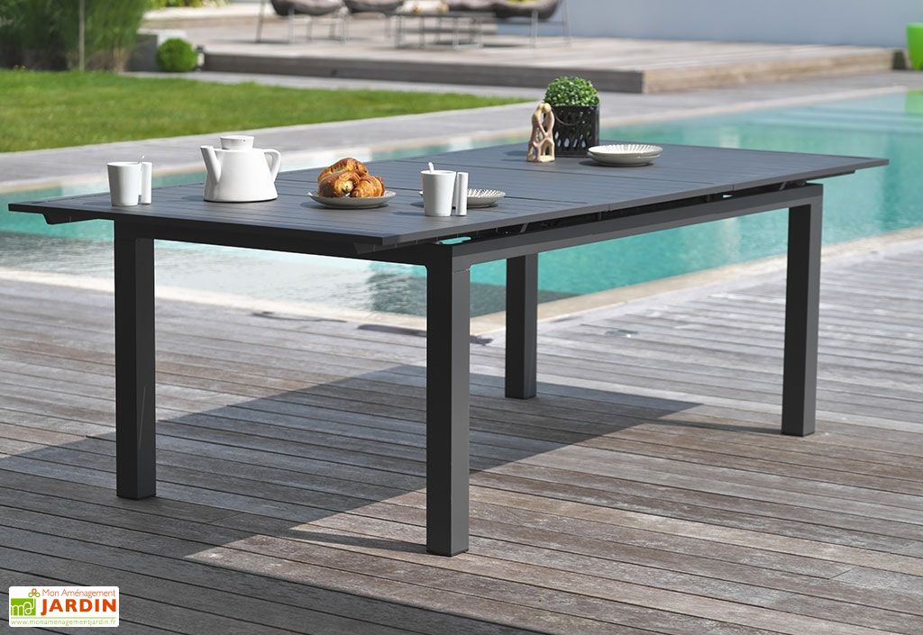 Table En Aluminium Avec Rallonge Automatique Anthracite 180 240