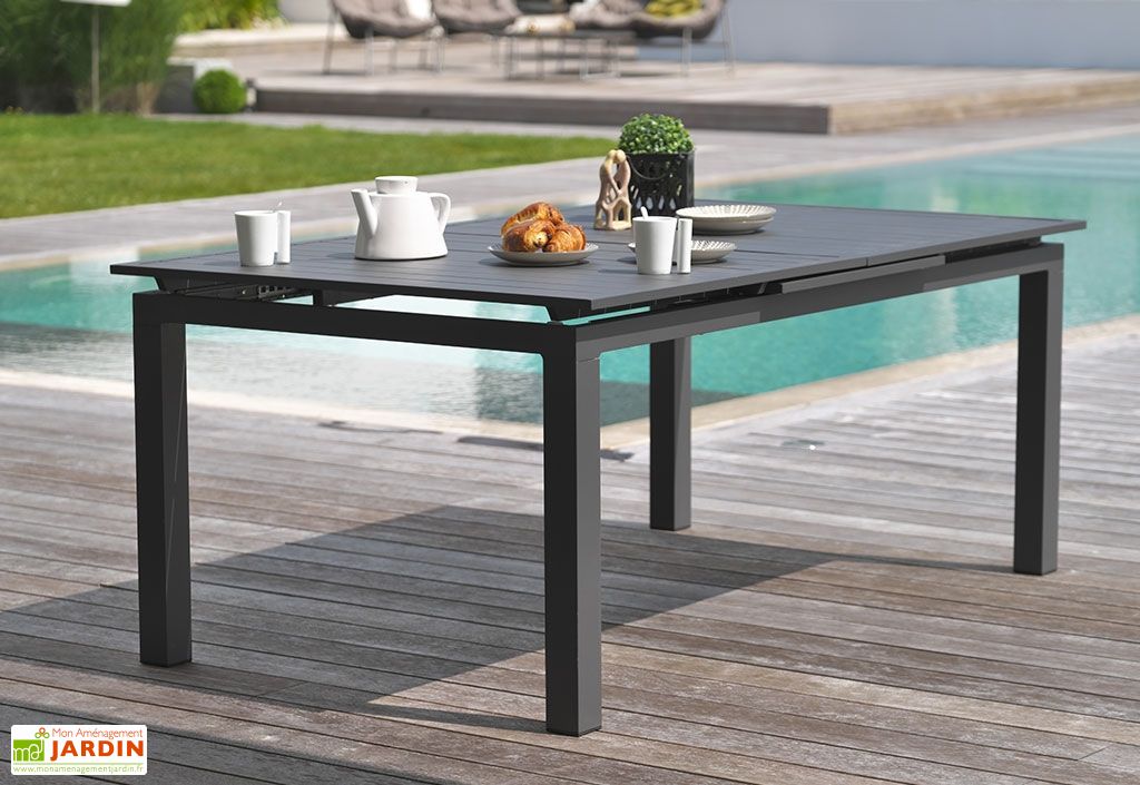 Table En Aluminium Avec Rallonge Automatique Anthracite 180 240