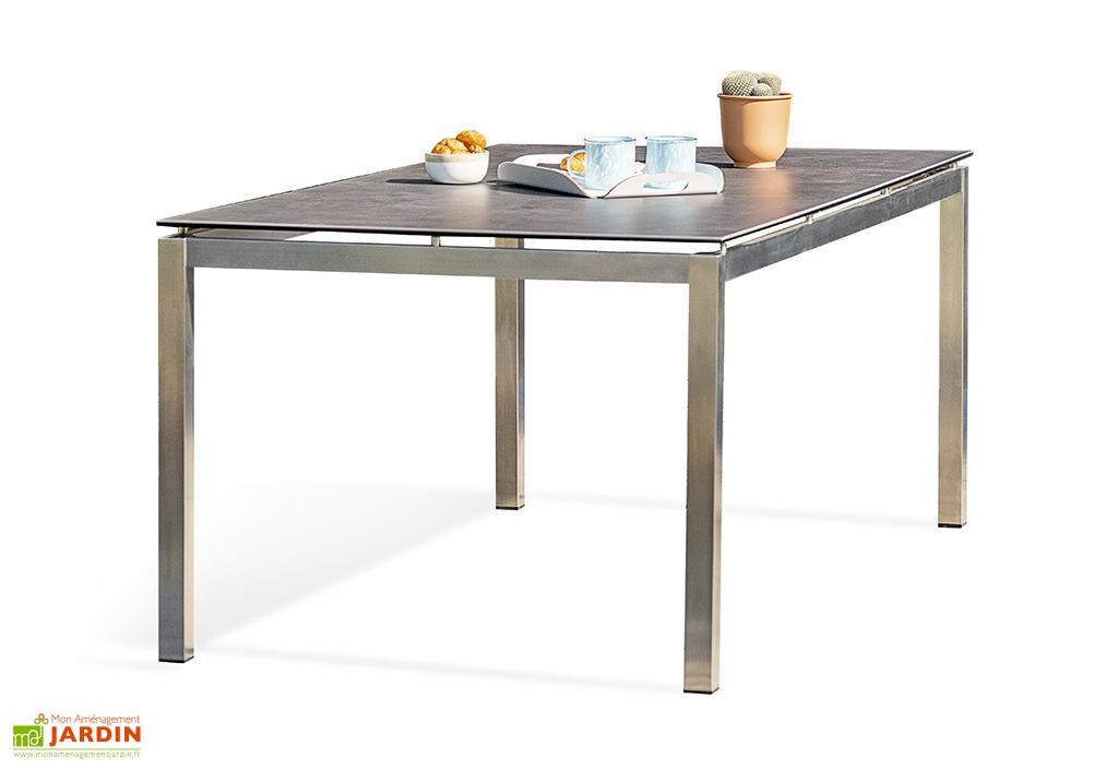 Table De Jardin En Inox Avec Plateau Ceramique 200 X 100 Cm