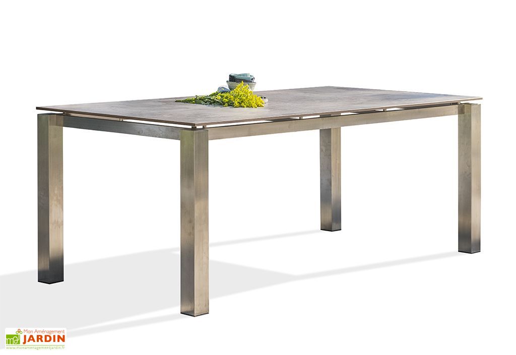 Table De Jardin En Inox Avec Plateau En Hpl 200 X 100 Cm Torino
