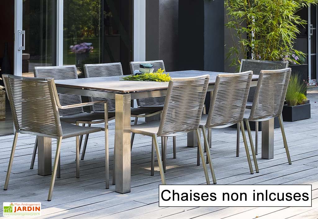 Table De Jardin En Inox Avec Plateau En Hpl 200 X 100 Cm Torino