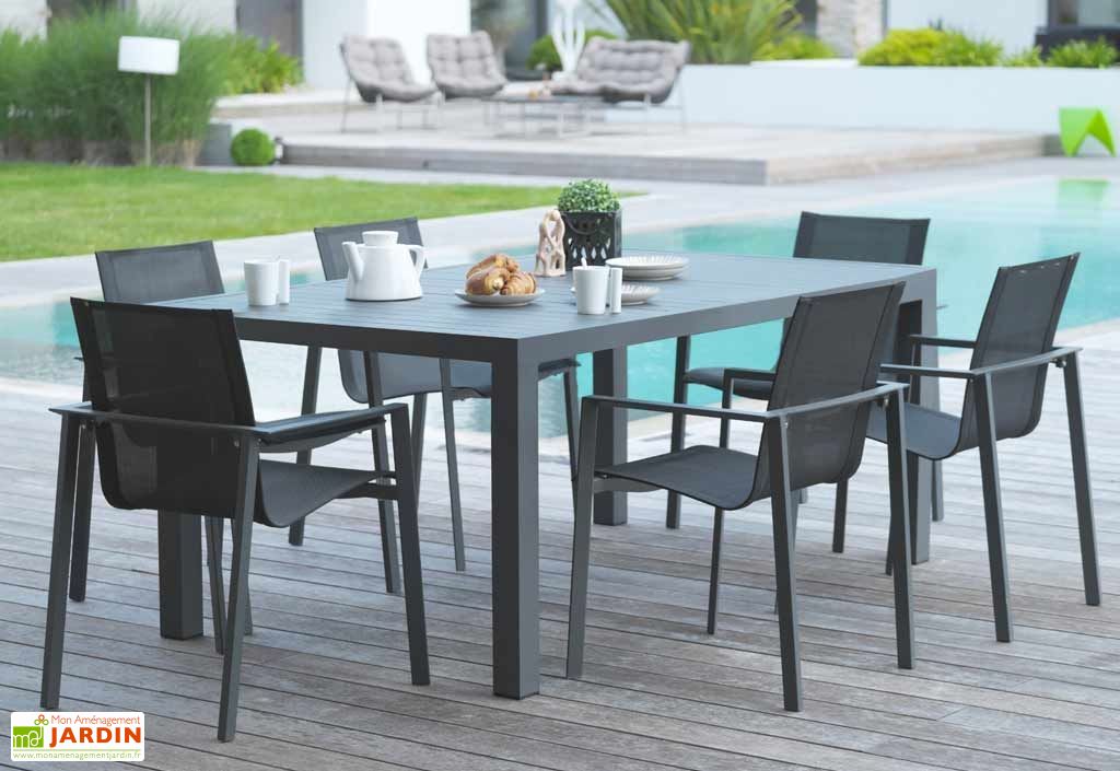 Table De Jardin Miami En Aluminium Gris Anthracite 160 X 100 Cm