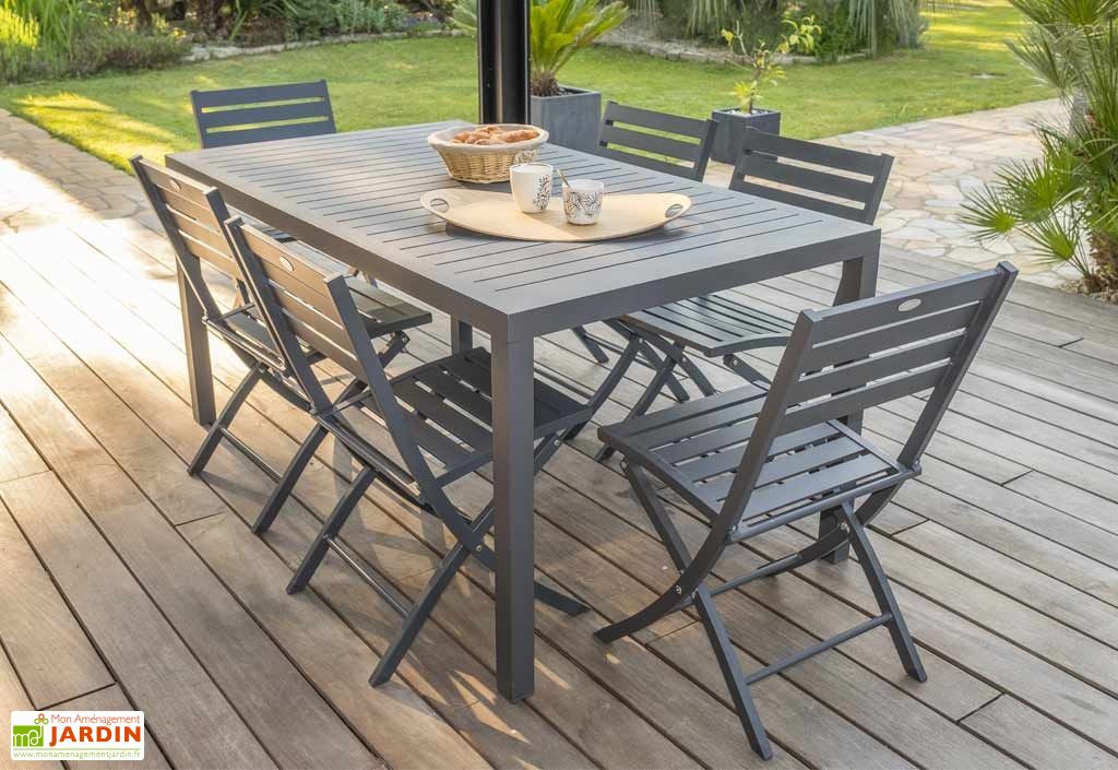 Table De Jardin Miami En Aluminium Gris Anthracite 160 X 100 Cm