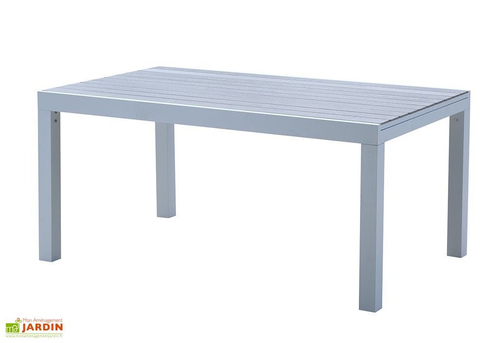 Table De Jardin Aluminium Tulum Blanc Et Aspect Bois Wilsa