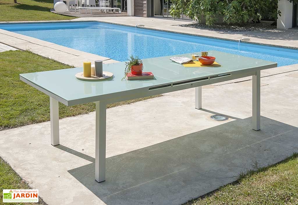 Table de Jardin avec Rallonge Mykonos Aluminium Verre 180/240x100 cm DCB Garden