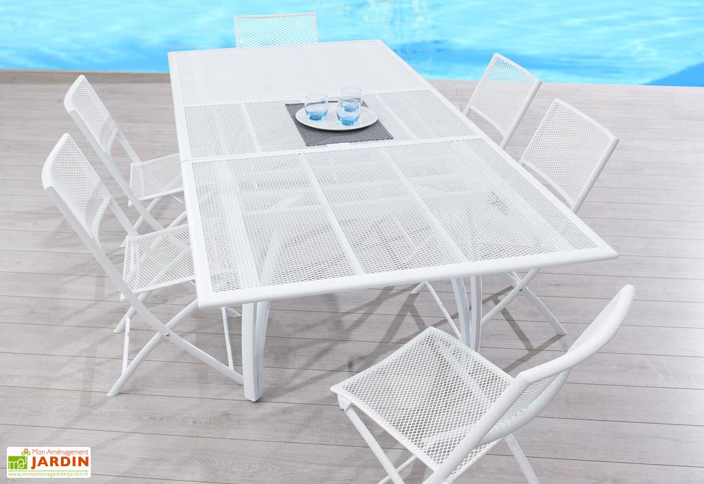 Table Jardin Aluminium Perforée Blanche (180/240x110) - DCB Garden Table Jardin Aluminium Perforée Blanche (180/240x110) - DCB Garden